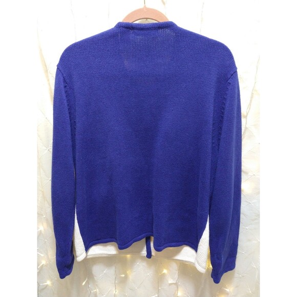 Crystal Kobe Womans Large Blue 3D Knit Sweater Cardigan Christmas Cactus Western - Picture 6 of 11